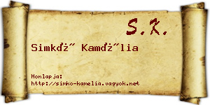 Simkó Kamélia névjegykártya
